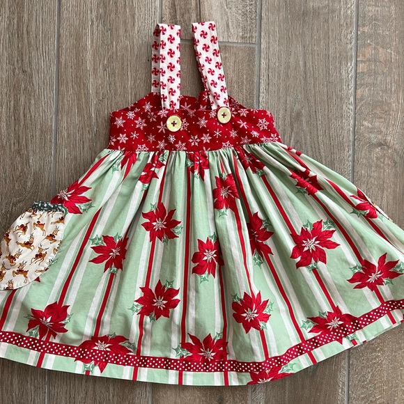 Matilda Jane Platinum Cheerful Lulu Poinsettia Holiday Top Sz 4 - Picture 2 of 7